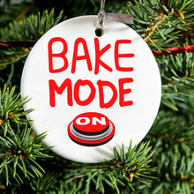 DistinctInk® Hanging Ceramic Christmas Tree Ornament with Gold String - Great Gift / Present - 2 3/4 inch Diameter - Bake Mode On