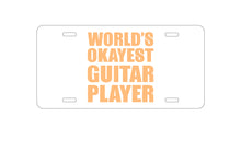 DistinctInk Custom Aluminum Decorative Vanity Front License Plate - World's Okayest Guitar Player