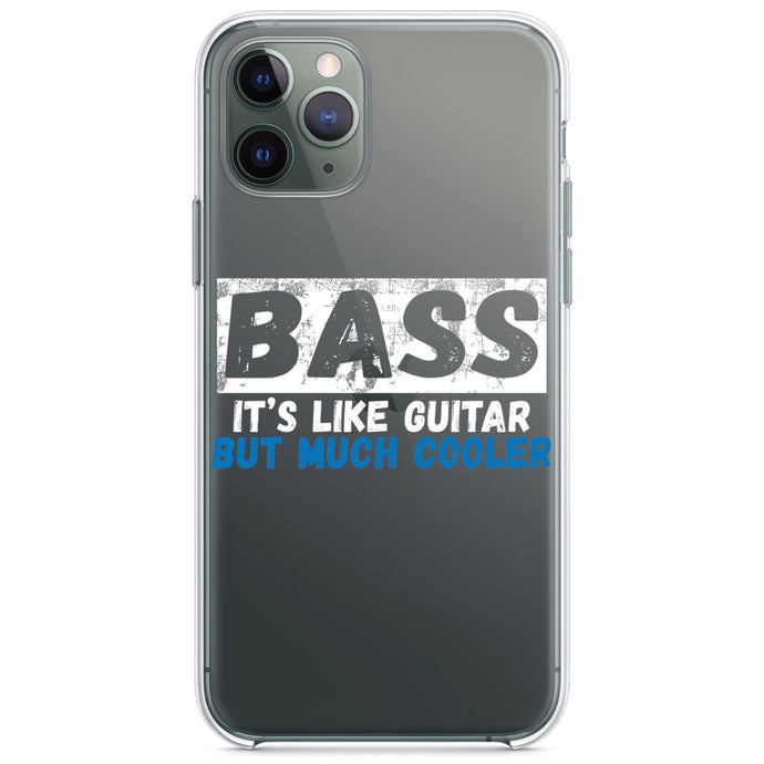 DistinctInk® Clear Shockproof Hybrid Case for Apple iPhone / Samsung Galaxy / Google Pixel - Bass - It's Like Guitar But Much Cooler