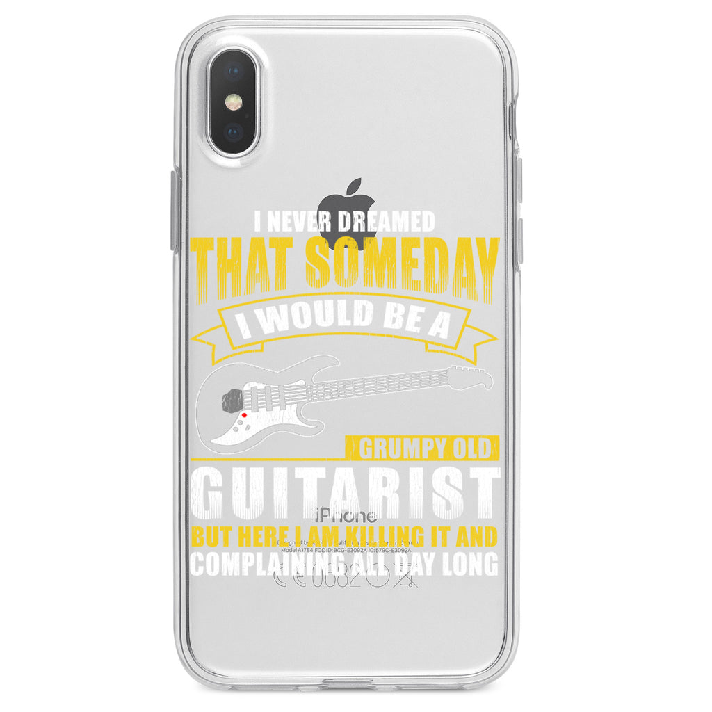 Never Dreamed I'd Be Grumpy Old Guitarist Clear Shockproof iPhone Case, view 2
