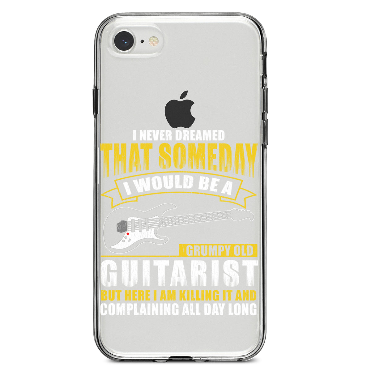 Never Dreamed I'd Be Grumpy Old Guitarist Clear Shockproof iPhone Case, view 5