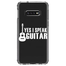 DistinctInk® Clear Shockproof Hybrid Case for Apple iPhone / Samsung Galaxy / Google Pixel - Yes I Speak Guitar