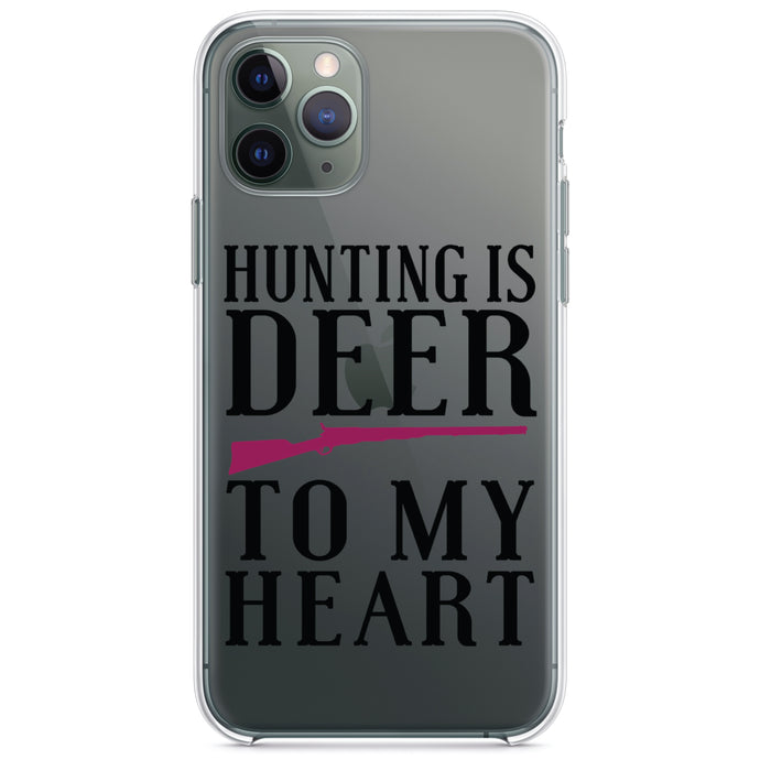 DistinctInk® Clear Shockproof Hybrid Case for Apple iPhone / Samsung Galaxy / Google Pixel - Hunting is DEER to My Heart