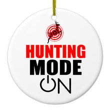 DistinctInk® Hanging Ceramic Christmas Tree Ornament with Gold String - Great Gift / Present - 2 3/4 inch Diameter - Hunting Mode - ON