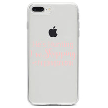 DistinctInk® Clear Shockproof Hybrid Case for Apple iPhone / Samsung Galaxy / Google Pixel - He's Hunting - I'm Shopping - #shoppingseason