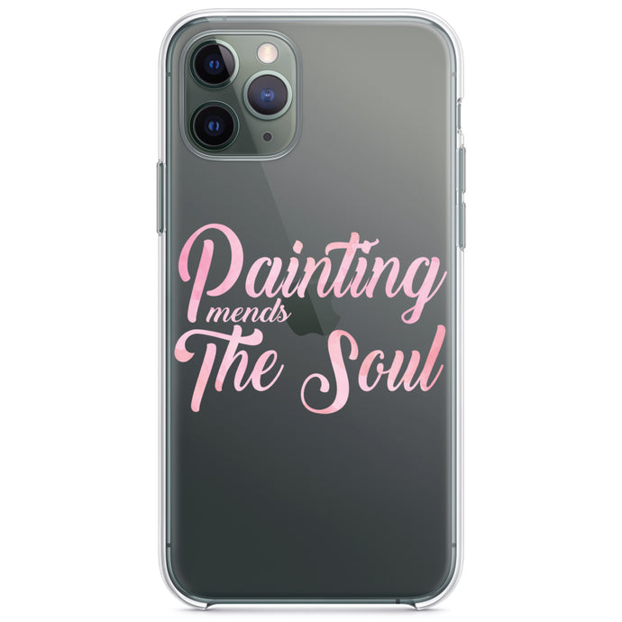 DistinctInk® Clear Shockproof Hybrid Case for Apple iPhone / Samsung Galaxy / Google Pixel - Painting Mends the Soul