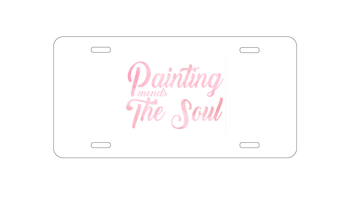 DistinctInk Custom Aluminum Decorative Vanity Front License Plate - Painting Mends the Soul