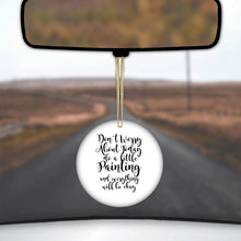 DistinctInk® Hanging Ceramic Christmas Tree Ornament with Gold String - Great Gift / Present - 2 3/4 inch Diameter - Don't Worry About Today Do A Little Painting