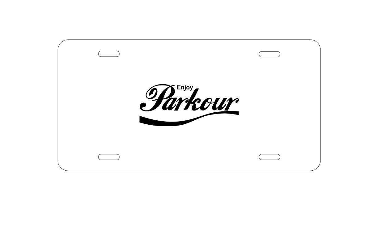 DistinctInk Custom Aluminum Decorative Vanity Front License Plate - Enjoy Parkour