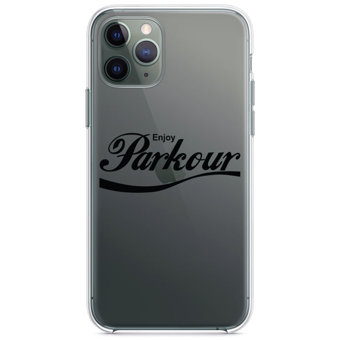 DistinctInk® Clear Shockproof Hybrid Case for Apple iPhone / Samsung Galaxy / Google Pixel - Enjoy Parkour