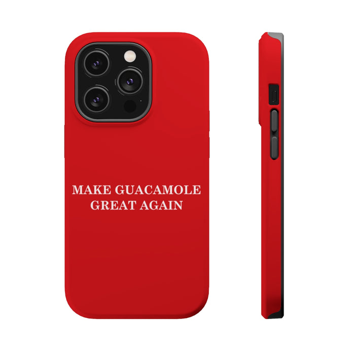 DistinctInk Tough Case for Apple iPhone, Compatible with MagSafe Charging - Make Guacamole Great Again