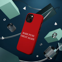 DistinctInk Tough Case for Apple iPhone, Compatible with MagSafe Charging - Make Puns Great Again