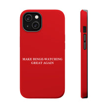 DistinctInk Tough Case for Apple iPhone, Compatible with MagSafe Charging - Make Binge-Watching Great Again