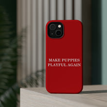 DistinctInk Tough Case for Apple iPhone, Compatible with MagSafe Charging - Make Puppies Playful Again