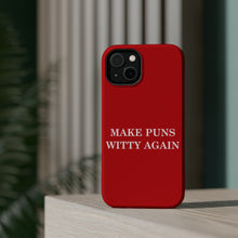 DistinctInk Tough Case for Apple iPhone, Compatible with MagSafe Charging - Make Puns Witty Again
