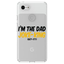 DistinctInk® Clear Shockproof Hybrid Case for Apple iPhone / Samsung Galaxy / Google Pixel - I'm the Dad Joke-King (Get-It?)