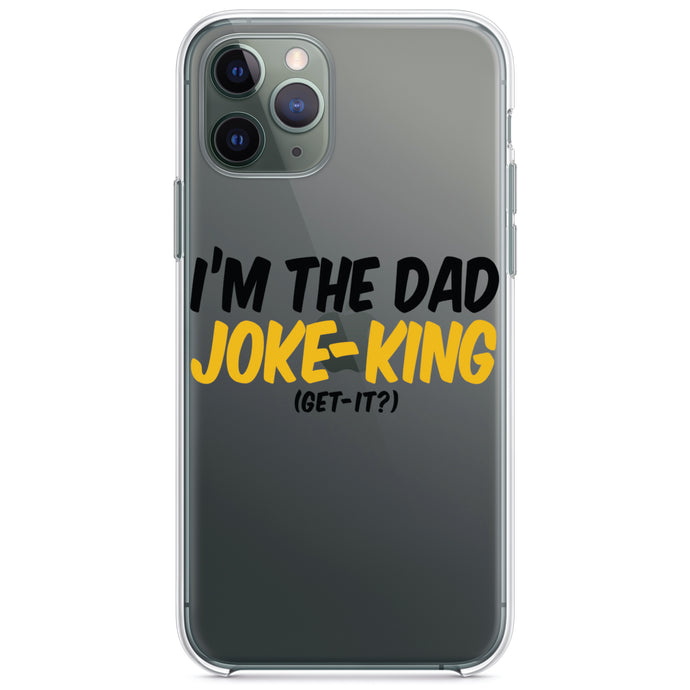 DistinctInk® Clear Shockproof Hybrid Case for Apple iPhone / Samsung Galaxy / Google Pixel - I'm the Dad Joke-King (Get-It?)