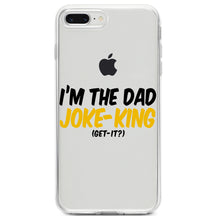 DistinctInk® Clear Shockproof Hybrid Case for Apple iPhone / Samsung Galaxy / Google Pixel - I'm the Dad Joke-King (Get-It?)