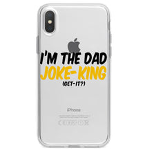 DistinctInk® Clear Shockproof Hybrid Case for Apple iPhone / Samsung Galaxy / Google Pixel - I'm the Dad Joke-King (Get-It?)