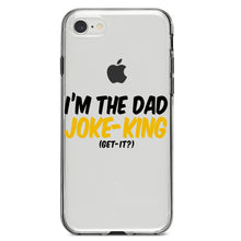 DistinctInk® Clear Shockproof Hybrid Case for Apple iPhone / Samsung Galaxy / Google Pixel - I'm the Dad Joke-King (Get-It?)