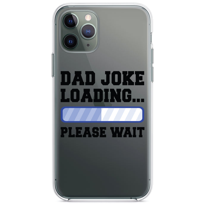 DistinctInk® Clear Shockproof Hybrid Case for Apple iPhone / Samsung Galaxy / Google Pixel - Dad Joke Loading Please Wait - Blue