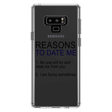 DistinctInk® Clear Shockproof Hybrid Case for Apple iPhone / Samsung Galaxy / Google Pixel - Reasons To Date Me: No One Will Steal Me