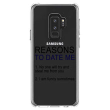 DistinctInk® Clear Shockproof Hybrid Case for Apple iPhone / Samsung Galaxy / Google Pixel - Reasons To Date Me: No One Will Steal Me