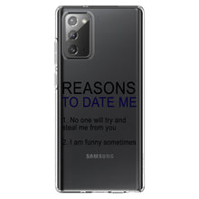 DistinctInk® Clear Shockproof Hybrid Case for Apple iPhone / Samsung Galaxy / Google Pixel - Reasons To Date Me: No One Will Steal Me