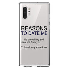 DistinctInk® Clear Shockproof Hybrid Case for Apple iPhone / Samsung Galaxy / Google Pixel - Reasons To Date Me: No One Will Steal Me