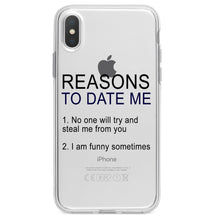 DistinctInk® Clear Shockproof Hybrid Case for Apple iPhone / Samsung Galaxy / Google Pixel - Reasons To Date Me: No One Will Steal Me