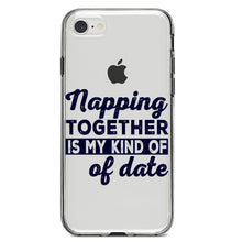 DistinctInk® Clear Shockproof Hybrid Case for Apple iPhone / Samsung Galaxy / Google Pixel - Napping Together is My Kind of Date