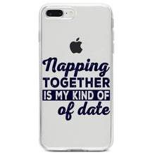 DistinctInk® Clear Shockproof Hybrid Case for Apple iPhone / Samsung Galaxy / Google Pixel - Napping Together is My Kind of Date