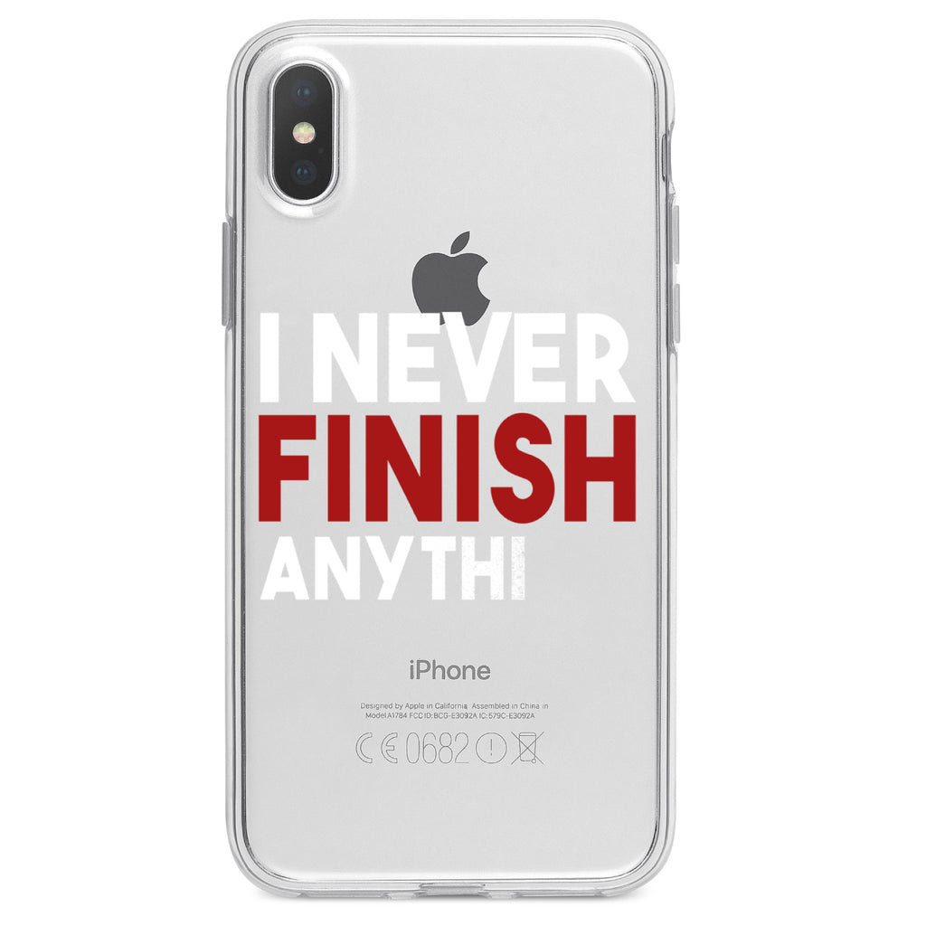 I Never Finish Anythi Clear Shockproof iPhone Case, view 3