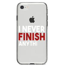 DistinctInk® Clear Shockproof Hybrid Case for Apple iPhone / Samsung Galaxy / Google Pixel - I Never Finish Anythi