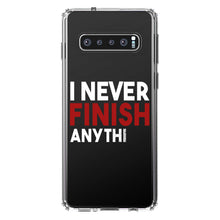 DistinctInk® Clear Shockproof Hybrid Case for Apple iPhone / Samsung Galaxy / Google Pixel - I Never Finish Anythi