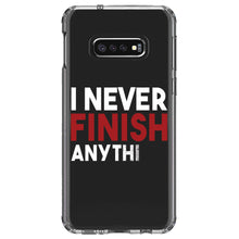 DistinctInk® Clear Shockproof Hybrid Case for Apple iPhone / Samsung Galaxy / Google Pixel - I Never Finish Anythi