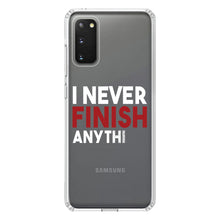 DistinctInk® Clear Shockproof Hybrid Case for Apple iPhone / Samsung Galaxy / Google Pixel - I Never Finish Anythi