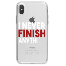 DistinctInk® Clear Shockproof Hybrid Case for Apple iPhone / Samsung Galaxy / Google Pixel - I Never Finish Anythi