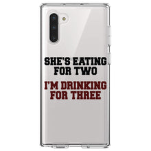 DistinctInk® Clear Shockproof Hybrid Case for Apple iPhone / Samsung Galaxy / Google Pixel - She's Eating For Two, I'm Drinking for 3