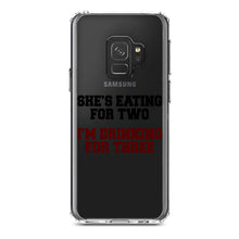 DistinctInk® Clear Shockproof Hybrid Case for Apple iPhone / Samsung Galaxy / Google Pixel - She's Eating For Two, I'm Drinking for 3