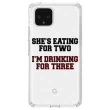 DistinctInk® Clear Shockproof Hybrid Case for Apple iPhone / Samsung Galaxy / Google Pixel - She's Eating For Two, I'm Drinking for 3