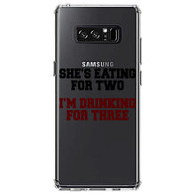 DistinctInk® Clear Shockproof Hybrid Case for Apple iPhone / Samsung Galaxy / Google Pixel - She's Eating For Two, I'm Drinking for 3