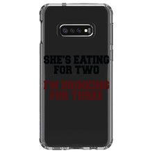 DistinctInk® Clear Shockproof Hybrid Case for Apple iPhone / Samsung Galaxy / Google Pixel - She's Eating For Two, I'm Drinking for 3