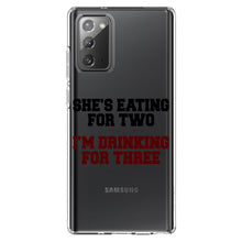 DistinctInk® Clear Shockproof Hybrid Case for Apple iPhone / Samsung Galaxy / Google Pixel - She's Eating For Two, I'm Drinking for 3