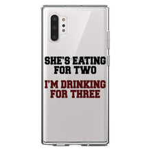 DistinctInk® Clear Shockproof Hybrid Case for Apple iPhone / Samsung Galaxy / Google Pixel - She's Eating For Two, I'm Drinking for 3