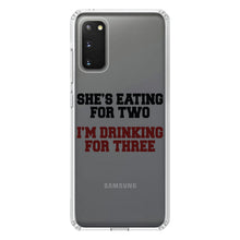DistinctInk® Clear Shockproof Hybrid Case for Apple iPhone / Samsung Galaxy / Google Pixel - She's Eating For Two, I'm Drinking for 3
