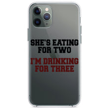 DistinctInk® Clear Shockproof Hybrid Case for Apple iPhone / Samsung Galaxy / Google Pixel - She's Eating For Two, I'm Drinking for 3