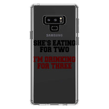 DistinctInk® Clear Shockproof Hybrid Case for Apple iPhone / Samsung Galaxy / Google Pixel - She's Eating For Two, I'm Drinking for 3