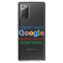 DistinctInk® Clear Shockproof Hybrid Case for Apple iPhone / Samsung Galaxy / Google Pixel - Don't Need Google My Wife Knows Everything
