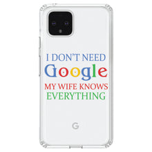 DistinctInk® Clear Shockproof Hybrid Case for Apple iPhone / Samsung Galaxy / Google Pixel - Don't Need Google My Wife Knows Everything